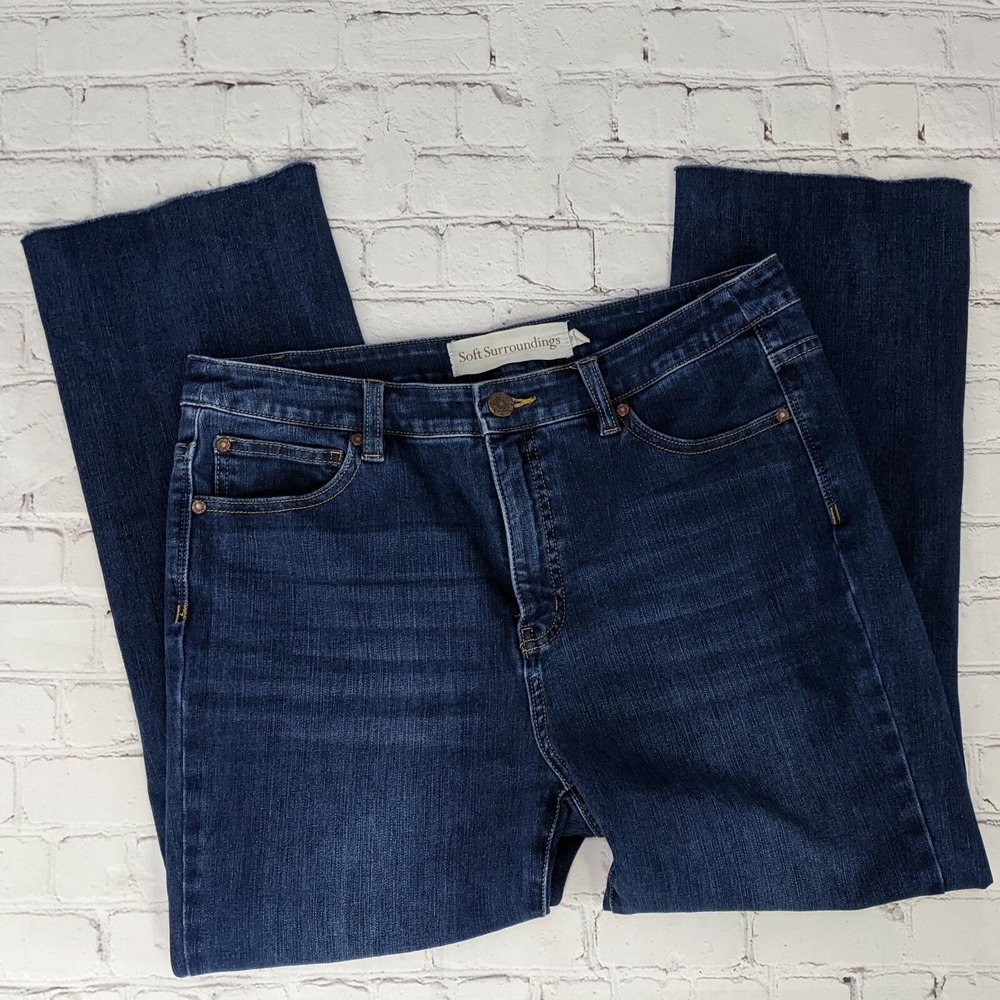 Soft Surroundings Size 10 Jeans 11" Rise Cropped Bootcut Raw Hem 26" Inseam